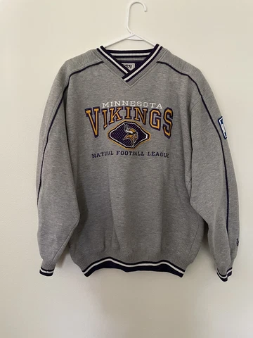 Vintage MN Vikings Sweater Pullover Lee Sport Men’s Large Grey Purple 90’s Retro Cover