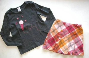 Gymboree popstar panda academy pink plaid skirt gray microphone top shirt tee 6 - Picture 1 of 3