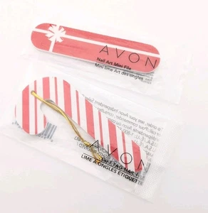 2 New Avon Nail Emery Boards Christmas Theme Candy Cane Red Snowflakes Present - Picture 1 of 6