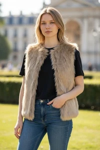 Inc Damen Kunstfell Weste braun Small Petite Mob Wife Heritage Boho Peggy Lane - Bild 1 von 12