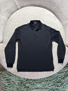 Polo by Ralph Lauren Polo Shirt Mens Medium Navy Long Sleeve Jacquard Knit - Picture 1 of 8