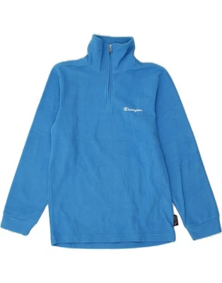 CHAMPION Boys Zip Neck Fleece Jumper 11-12 Years Large Blue Polyester CA49 - Image 1 of 3
