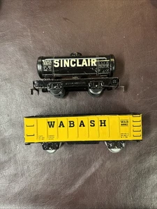 Marx Wabash 80982 Gondola & Sinclair 19847 Tanker - 4 Wheel Tab & Slot Couplers - Picture 1 of 8