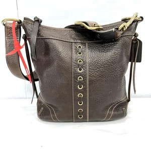 Coach Vintage 10399 Chelsea geschnürte Reisetasche Cross Body genarbtes Leder braun Messing LESEN - Bild 1 von 23