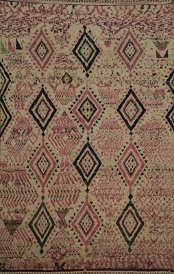 Alfombra marroquí beige/rosa 9x13 lana anudada a mano estilo suroeste alfombra Foto 1 de 4