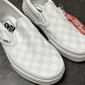 Scarpa da skate Vans Asher donna 5 uomo 3,5 slip on bianco bianco a scacchiera - Foto 1 di 8