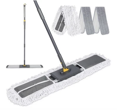 36" Commercial Dust Mops for Floor Cleaning with 3 Pads, 62''Long Handle - Image 1 of 4