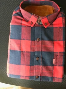 Delicate Navy & Red Plaid Checked Flannel Button Up Classic Man's Shirt Sz M NEW - Picture 1 of 2