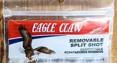 (4 Pack) Eagle Claw Removeable Split Shot, Available Sizes-BB, 2, 4, 5, & 7