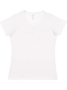 LAT 3507 Womens Short Sleeve Cotton V-Neck Fine Jersey T-Shirt - Picture 1 of 22