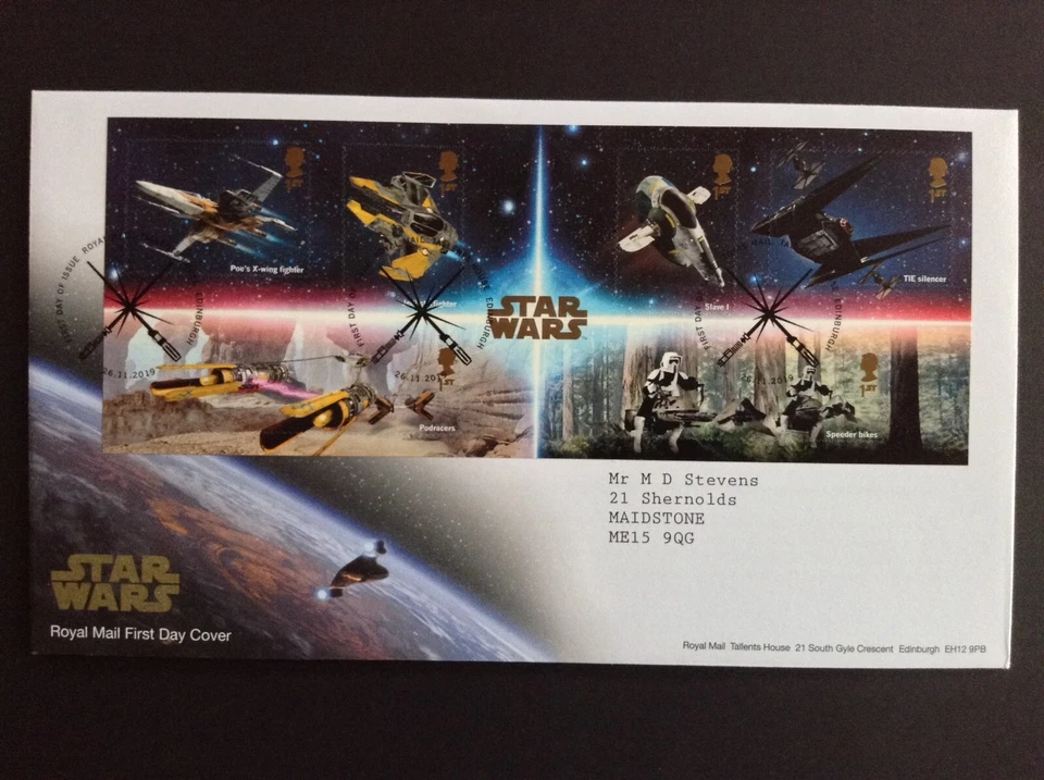 GB QEII 2019 Star Wars M/Sheet on Typed Address First Day Cover - Tallents House - Image 1 of 1