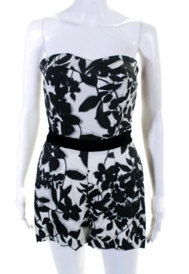 Romper feminino KARINA GRIMALDI sem mangas preto estampa floral tamanho pequeno - Imagem 1 de 4