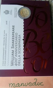 manueduc  San Marino 2016  CARTERA 2 EUROS A. Muerte SHAKESPEARE Conm. NUEVA    - Picture 1 of 1