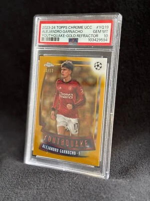 2023-24 Topps Chrome UEFA Youthquake Alejandro Garnacho Gold /50 PSA 10 - Image 1 of 2
