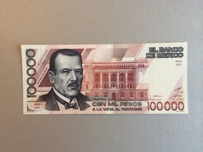 BILLETE DE 100000 PESOS MÉXICO 1988 P. ELIAS CALLES SER AK Foto 1 de 2