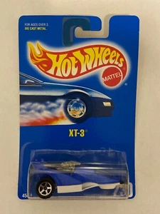 1991 Hot Wheels Blue Card XT-3 Race Vehicle Blue White w 5sp Collector #230 New - Picture 1 of 2