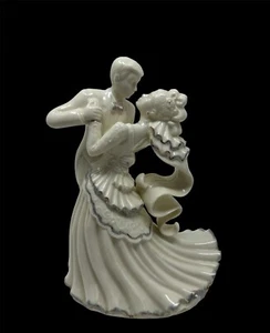 First Dance Wedding Couple Porcelain Figurine Cake Topper 8.5" Cream/Silver - Picture 1 of 7