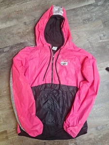 Victoria Secret PINK Jacket M-L Rain Wind Active Wear Bright Pink Black poctets - Picture 1 of 9