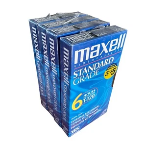 6-Maxell standard grade 6 Hour T-120 VHS Tape Video Cassette New sealed e - Picture 1 of 4