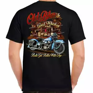 Old Bikes Good Whiskey Skull Motorcycle no Harley Stripper funny Biker T Shirt - Picture 1 of 6
