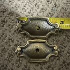2 Brass Finish 3” Backing Plates  centers door drawer Vintage Textured