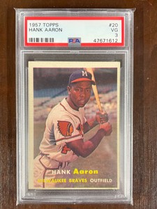Topps 1957 Hank Aaron Milwaukee Braves #20 PSA 3; Very Good