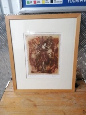 Impresión artística vintage DryPoint Eatching "Tulip Fairy" Lyndsay Thwaites años 90 Foto 1 de 4