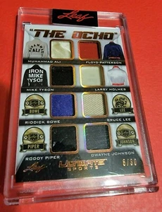 THE ROCK BRUCE LEE MUHAMMAD ALI MIKE TYSON HOLMES PATTERSON 8 JERSEY CARD #d6/30 - Picture 1 of 2