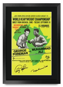 Póster A3 enmarcado Foreman Ali Fight The Rumble in the Jungle para fanático del boxeo - Imagen 1 de 7