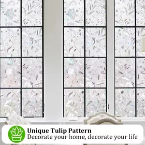Home Bathroom Window Privacy Film Static Cling Stained Glass Sticker 4M*45CM - Picture 1 of 17