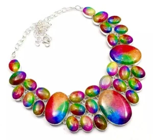 Past The Rainbow Solar Quartz Gemstone Handcrafted Big Necklace 141 Gms - Picture 1 of 4