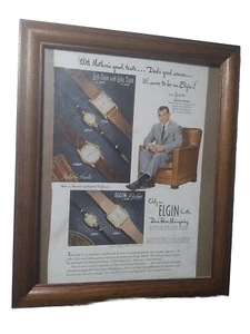 Elgin Watches 1961 Print Ad "Lord & Lady" + DeLuxe w DuraPower Mainspring.Framed - Picture 1 of 5