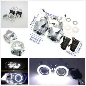 2Pcs Car Headlight Angel Eye 2.5" HID Bi-xenon Projector Lens Retrofit H1 H4 H7 - Picture 1 of 12