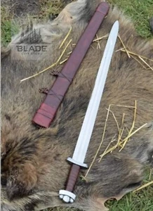 Hand Forged Carbon Steel Viking Sharp Battle Ready Medieval Sword With Scabbard - Picture 1 of 4