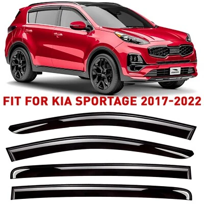 Deflectores de ventana lateral protectores de lluvia para 17-22 Kia Sportage INROMPIBLES Foto 1 de 4