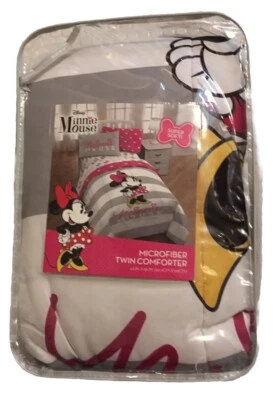 Disney MINNIE MOUSE GIRLS TWIN COMFORTER 64'' X 86'' Pink Gray White NIP - Image 1 of 4