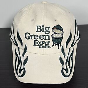 Big Green Egg Grill Hat Cap Adjustable Adult Flame Embroidered Cream White