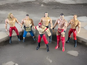Lotto 6 action figure WWE Wrestler Mattel con 1 cintura alta 6" 2005 e 2017 e 1999 - Foto 1 di 8