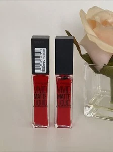 2X Maybelline Color Sensational Vivid Matte Liquid Lipstick, 35 Rebel Red - Picture 1 of 2