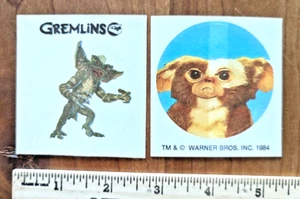 RARE VINTAGE 1984 Gremlins Stickers Lot of 2, Round- Warner Brothers - Picture 1 of 4