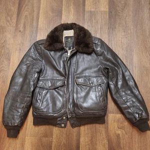 Vintage 1960s Cooper A-2 Flight Bomber Leather Jacket Size 42 Brown Aviator USA - Picture 1 of 20
