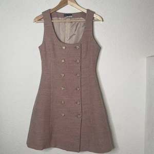 Mini Vestido Borgofiori Mangas Lana Virgen Talla 6 Rosa Botón Forrado Frontal Italia - Imagen 1 de 16