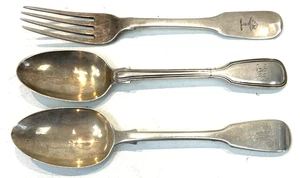 Antikes, Sterling Silber Besteck, 163,2 g, ''Geige"-Muster, gepunzt - Bild 1 von 11