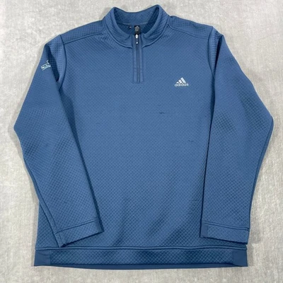 Adidas Mens XL Blue Green Quarter 1/4 Zip Pullover Shirt - Image 1 of 4