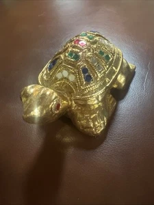 6” Jeweled Gold Turtle Figurine - Afbeelding 1 van 1