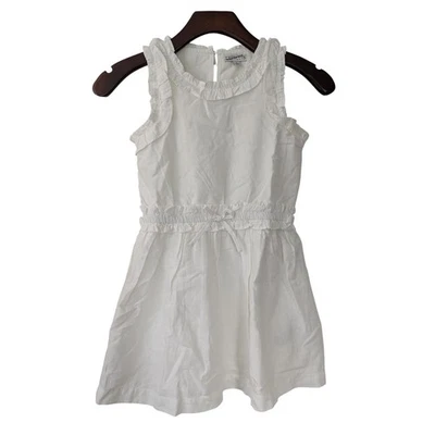 J. Vestido Crew feminino com babado em mistura de linho e algodão tamanho 8 branco novo com etiquetas CG965 - Imagem 1 de 4