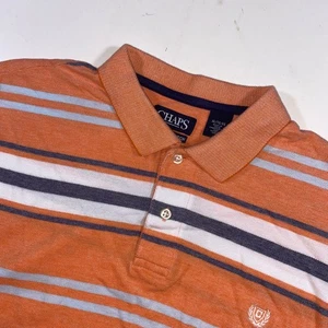 Camisa Polo Chaps Para Hombre XL Natural Elastizada Rayas Naranja Azul Blanco - Imagen 1 de 6