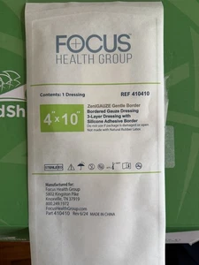 Lote de 3 aderezos de gasa de borde suave ZeniGAUZE 4"x10" Focus Health - Imagen 1 de 2