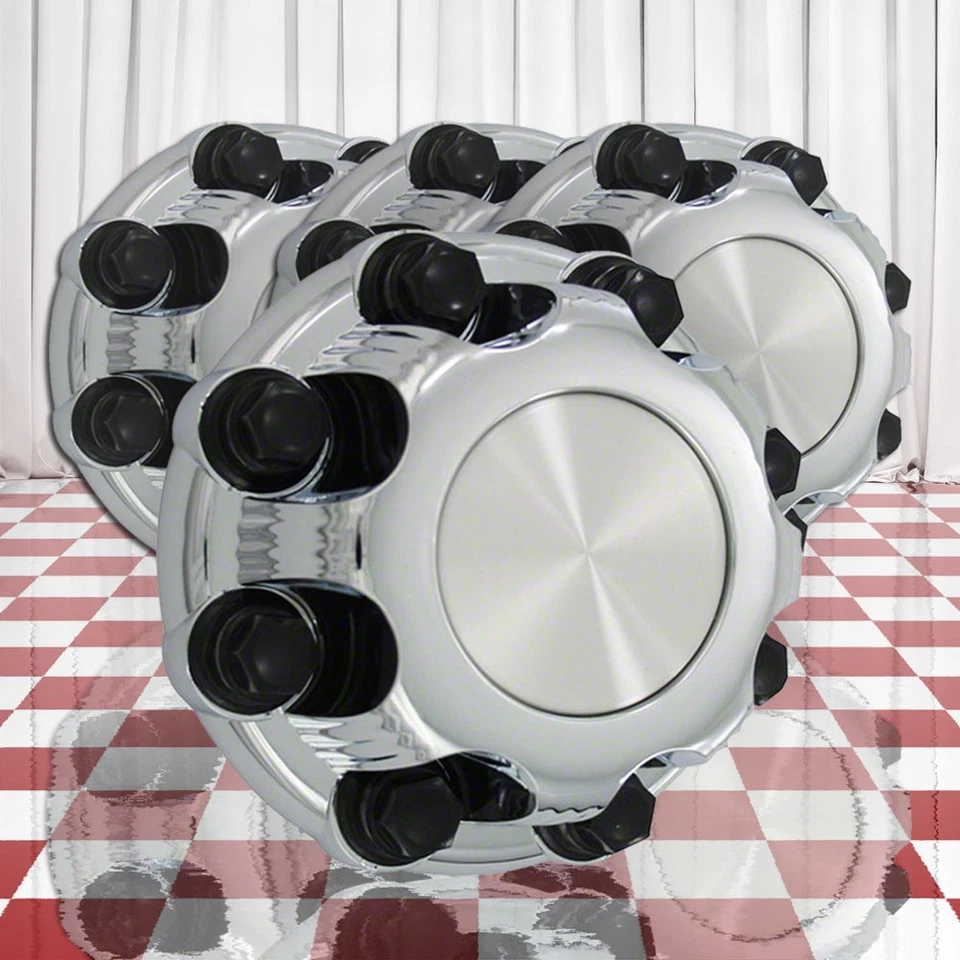Conjunto de 4 tampas centrais fechadas cromadas dianteiras e traseiras para 2000-2010 GMC Yukon XL - Imagem 1 de 3
