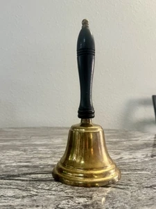 Large Brass Bell Vintage Antique Bell with Wooden Handle School Bell 10” SBX0212 - Picture 1 of 4